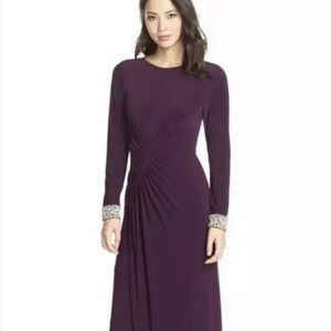 Vince Camuto Beaded Cuff Ruched Jersey Gown Size 6